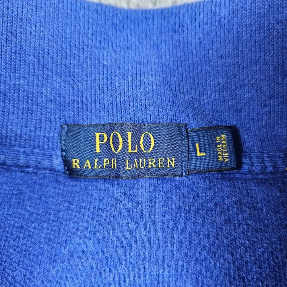 Polo Ralph Lauren Sweater Mens Large Blue 1/4 Zip Pullover Casual Golf Preppy